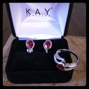 Ruby & Diamond Ring & Earrings